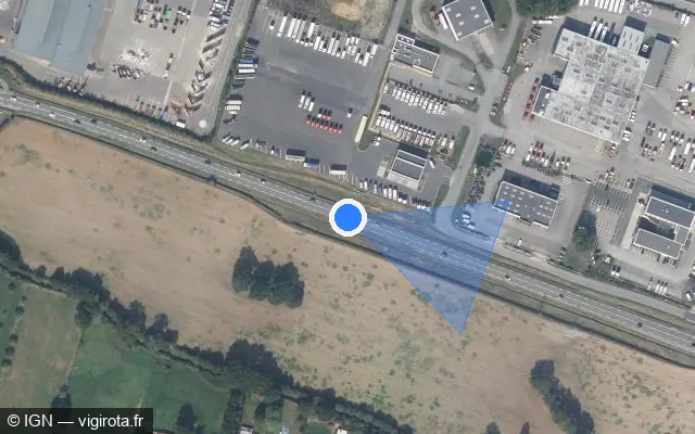 Vue satellite de l'emplacement du radar fixe à Chartres-de-Bretagne