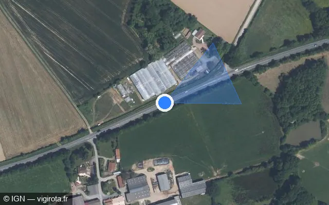Vue satellite de l'emplacement du radar fixe à Beaupréau-en-Mauges