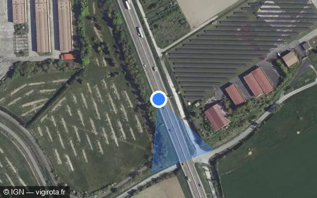 Vue satellite de l'emplacement du radar fixe à Châlons-en-Champagne