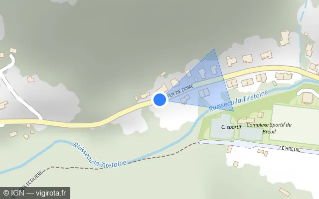 Vue plan de l'emplacement du radar fixe à Royat