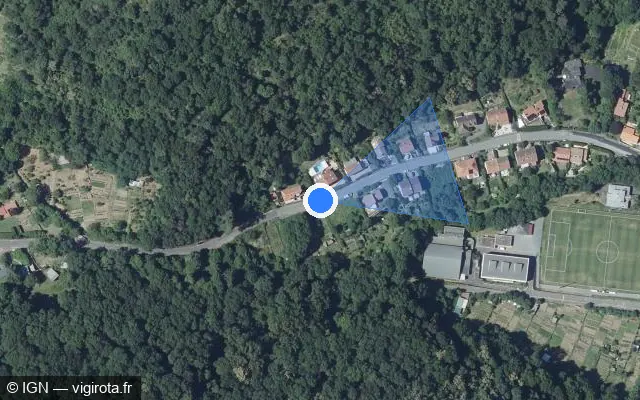 Vue satellite de l'emplacement du radar fixe à Royat