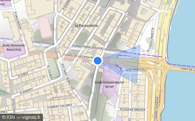 Vue plan de l'emplacement du radar fixe à Lyon