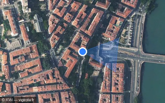 Vue satellite de l'emplacement du radar fixe à Lyon