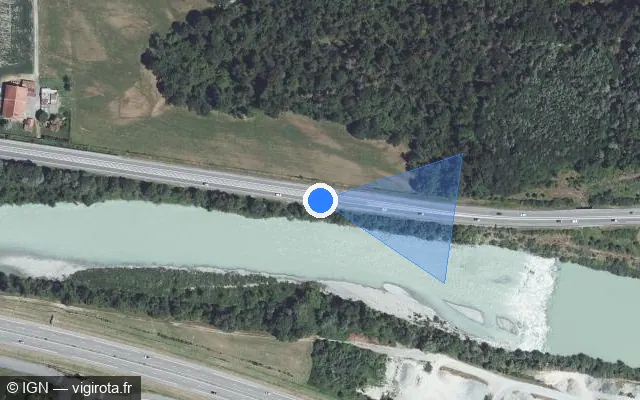 Vue satellite de l'emplacement du radar fixe à Vougy
