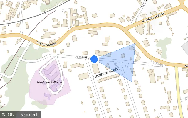Vue plan de l'emplacement du radar fixe à Lussac-les-Châteaux