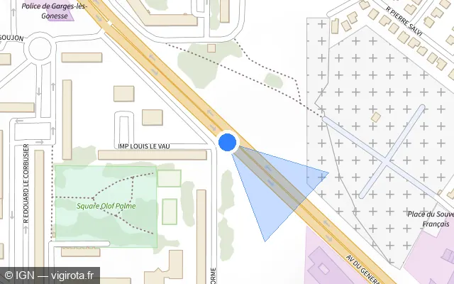 Vue plan de l'emplacement du radar fixe à Garges-lès-Gonesse
