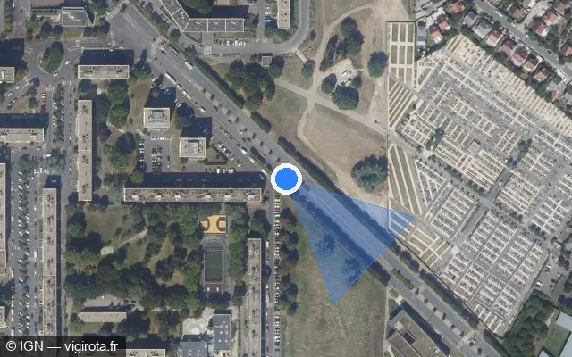 Vue satellite de l'emplacement du radar fixe à Garges-lès-Gonesse