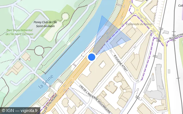 Vue plan de l'emplacement du radar fixe à Issy-les-Moulineaux