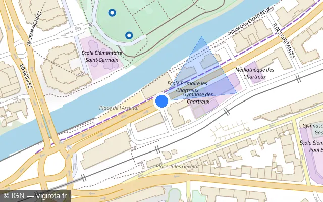 Vue plan de l'emplacement du radar fixe à Issy-les-Moulineaux