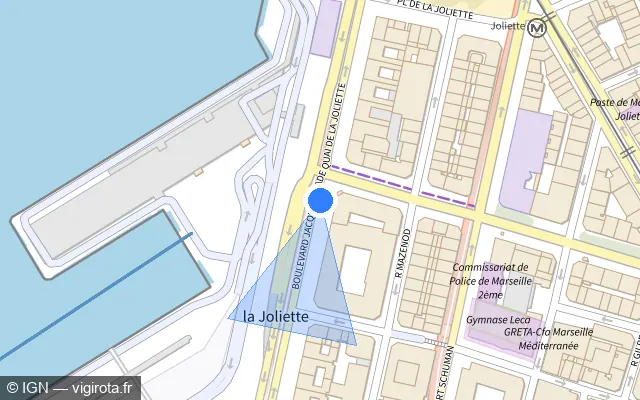 Vue plan de l'emplacement du radar fixe à Marseille