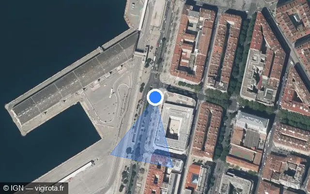Vue satellite de l'emplacement du radar fixe à Marseille