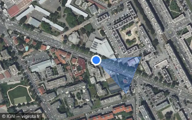 Vue satellite de l'emplacement du radar fixe à Vénissieux