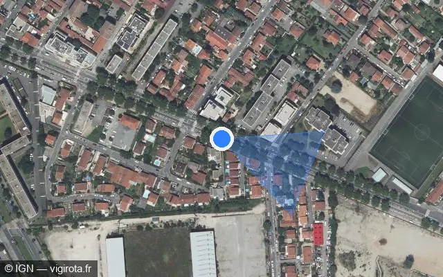 Vue satellite de l'emplacement du radar fixe à Vénissieux