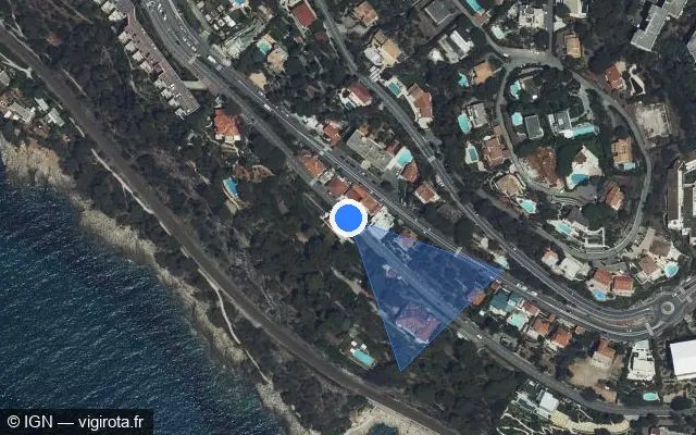 Vue satellite de l'emplacement du radar fixe à Roquebrune-Cap-Martin