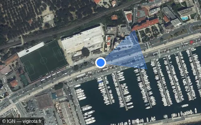 Vue satellite de l'emplacement du radar fixe à Menton