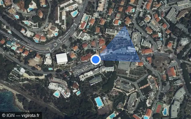Vue satellite de l'emplacement du radar fixe à Roquebrune-Cap-Martin