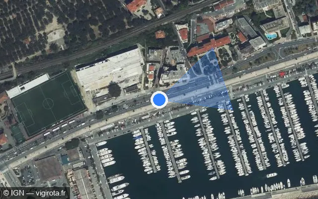 Vue satellite de l'emplacement du radar fixe à Menton