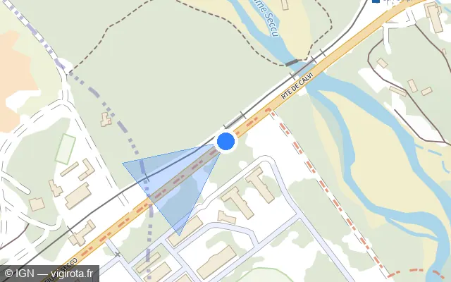 Vue plan de l'emplacement du radar fixe à Lumio
