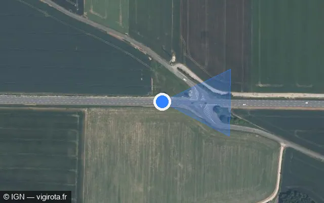 Vue satellite de l'emplacement du radar fixe à Frontenay-Rohan-Rohan
