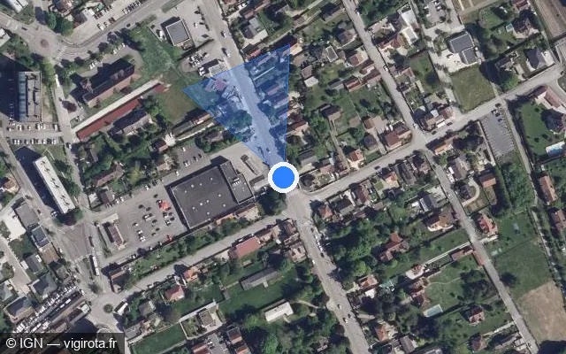 Vue satellite de l'emplacement du radar de feu rouge à Saint-Julien-les-Villas