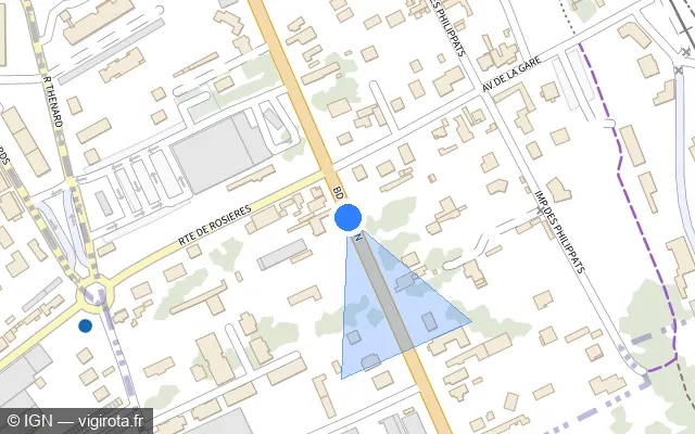Vue plan de l'emplacement du radar de feu rouge à Saint-Julien-les-Villas