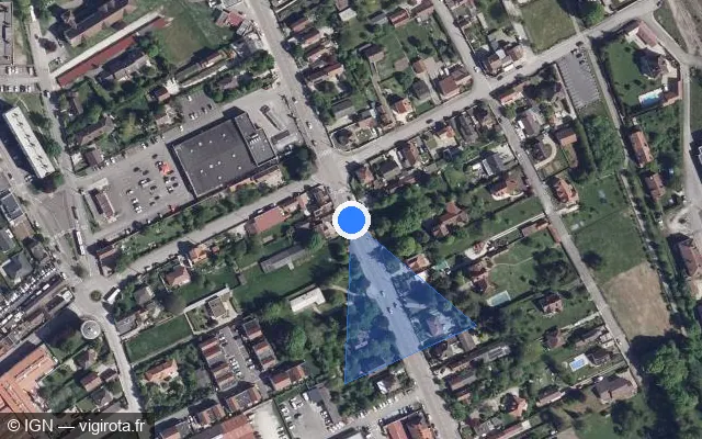 Vue satellite de l'emplacement du radar de feu rouge à Saint-Julien-les-Villas