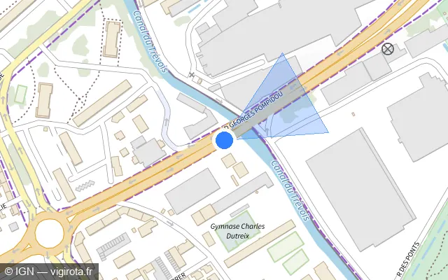 Vue plan de l'emplacement du radar de feu rouge à Troyes