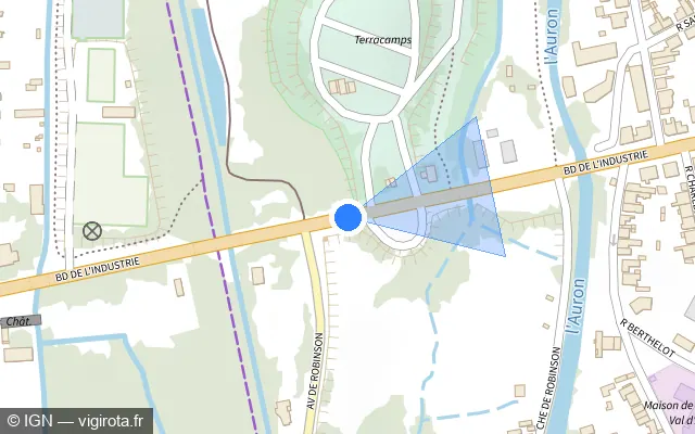 Vue plan de l'emplacement du radar de feu rouge à Bourges