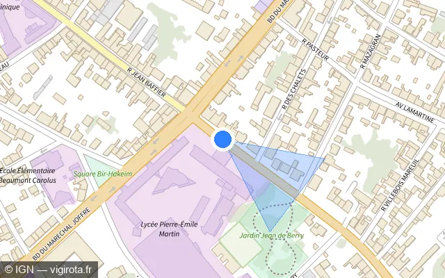 Vue plan de l'emplacement du radar de feu rouge à Bourges