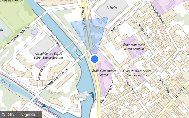 Vue plan de l'emplacement du radar de feu rouge à Bourges