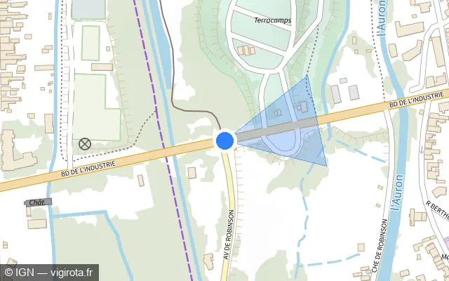 Vue plan de l'emplacement du radar de feu rouge à Bourges