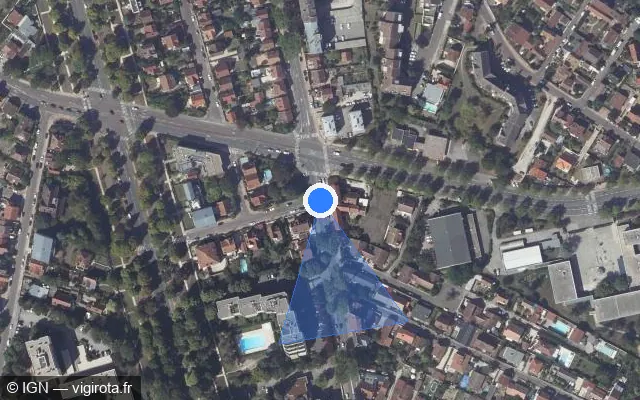 Vue satellite de l'emplacement du radar de feu rouge à Longvic