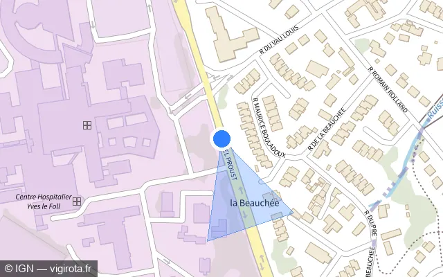 Vue plan de l'emplacement du radar de feu rouge à Trégueux