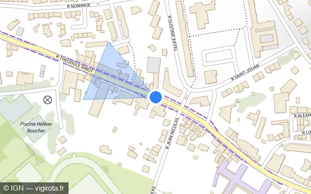 Vue plan de l'emplacement du radar de feu rouge à Saint-Brieuc