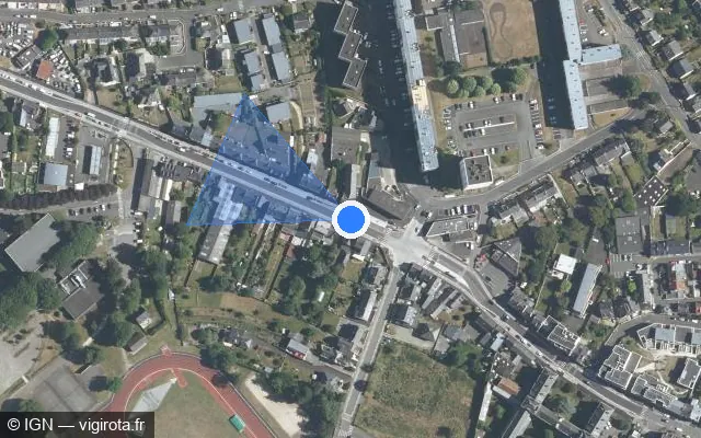 Vue satellite de l'emplacement du radar de feu rouge à Saint-Brieuc