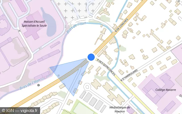 Vue plan de l'emplacement du radar de feu rouge à Évreux