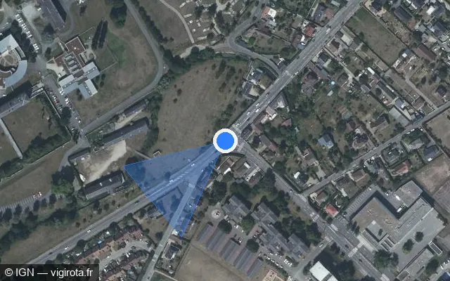 Vue satellite de l'emplacement du radar de feu rouge à Évreux