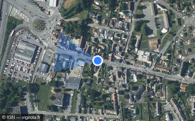 Vue satellite de l'emplacement du radar de feu rouge à Pinterville