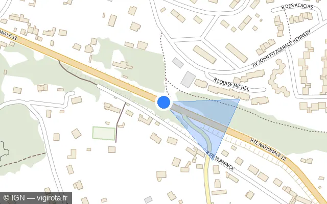 Vue plan de l'emplacement du radar de feu rouge à Saint-Rémy-sur-Avre