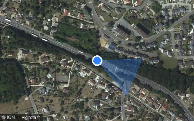 Vue satellite de l'emplacement du radar de feu rouge à Saint-Rémy-sur-Avre