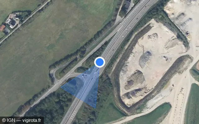 Vue satellite de l'emplacement du radar de feu rouge à Vezin-le-Coquet