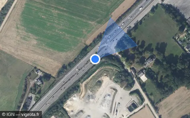 Vue satellite de l'emplacement du radar de feu rouge à Vezin-le-Coquet