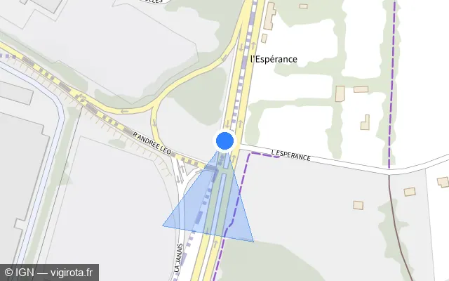 Vue plan de l'emplacement du radar de feu rouge à Chartres-de-Bretagne