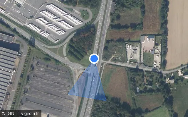 Vue satellite de l'emplacement du radar de feu rouge à Chartres-de-Bretagne