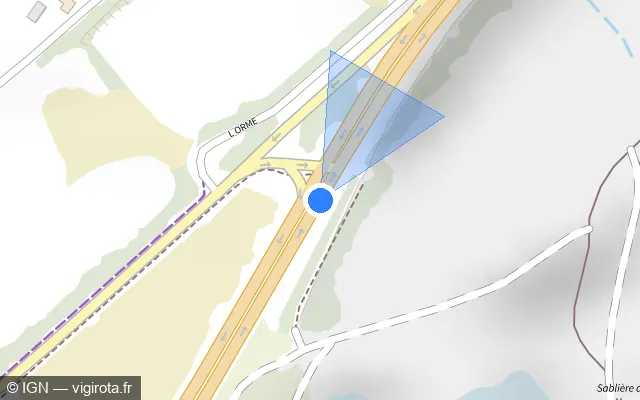 Vue plan de l'emplacement du radar de feu rouge à Vezin-le-Coquet