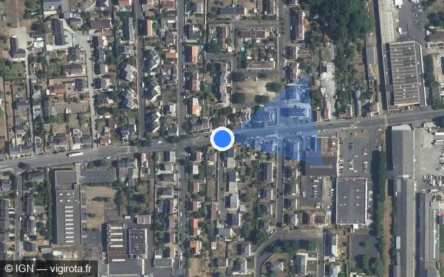 Vue satellite de l'emplacement du radar de feu rouge à Saint-Pierre-des-Corps