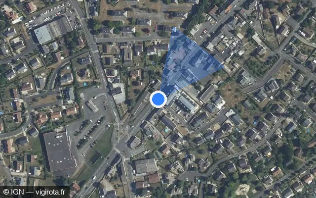 Vue satellite de l'emplacement du radar de feu rouge à Monnaie