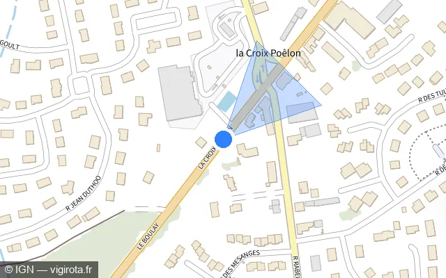 Vue plan de l'emplacement du radar de feu rouge à Monnaie