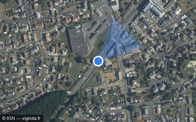 Vue satellite de l'emplacement du radar de feu rouge à Monnaie