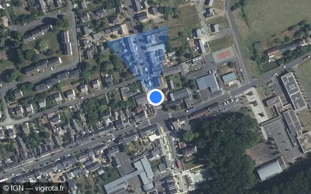 Vue satellite de l'emplacement du radar de feu rouge à Neuillé-Pont-Pierre